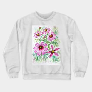 Cosmos Flowers Watercolor Painting Crewneck Sweatshirt